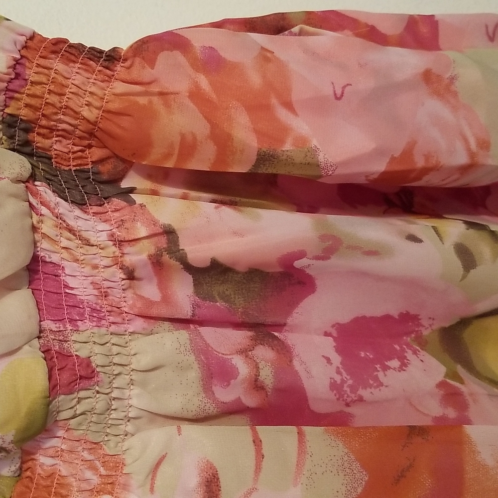 New BCBG MAXAZRIA Secret Garden Pink Floral Watercolor Paint Print Dress - Picture 4 of 12
